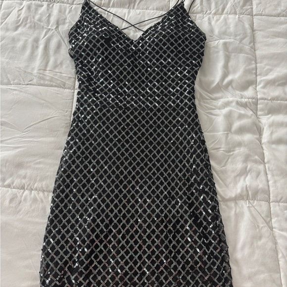 Windsor Black and Silver Sequin Mini Dress - Picture 1 of 3